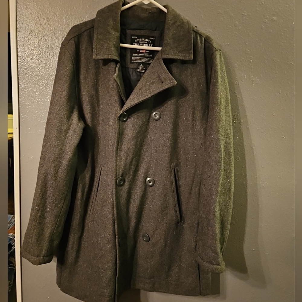 Steve & Barry's Woolly Mammoth‎ Coat Mens Jacket Large Gray Polyester Wool Blend